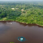 Photographie prise en drône, vue sur la rivière Ivindo. Photographie prise en drône, vue sur la rivière Ivindo.